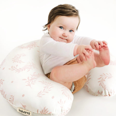 GRSSDER Nursing Pillow Cover, Stretchy Soft Minky Breastfeeding Pillow Slipcovers, Snugly Fit Most Nursing Support Pillows for Breastfeeding, Comfortable Safe Pillow Cover, Pink Flora