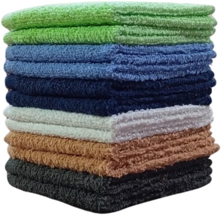 Towel and Linen Mart 100% Cotton - Wash Cloth Set - Flannel Face Cloths, Highly Absorbent and Soft Feel Fingertip Towels (Ivory, Pack of 12)