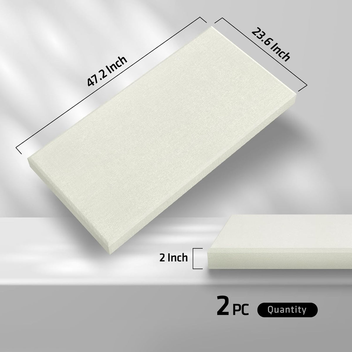 2 Pack Acoustic Panels 47.2"x23.6"x2" Soundproof Fiberglass Panel,Off White