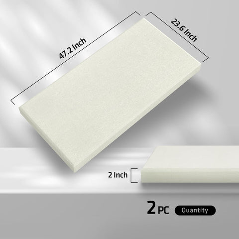2 Pack Acoustic Panels 47.2"x23.6"x2" Soundproof Fiberglass Panel,Off White