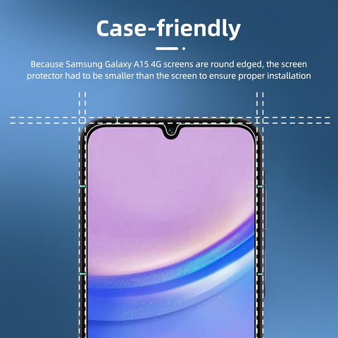 NEW'C 3 Pack Designed for Samsung Galaxy A15 5G/4G Screen Protector Tempered Glass,Case Friendly Scratch-proof, Bubble Free, Ultra Resistant
