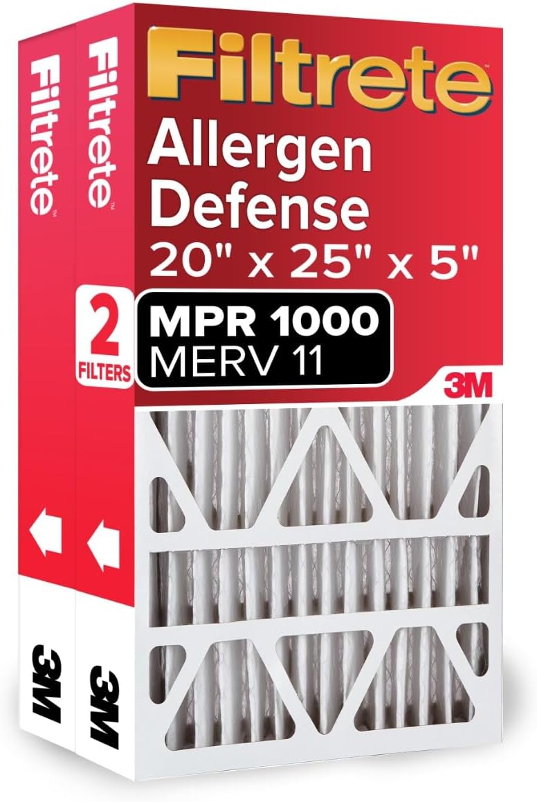 Filtrete 20x25x5 Air Filter, Fits Lennox, MERV 11, MPR 1000, 2 HVAC Filters