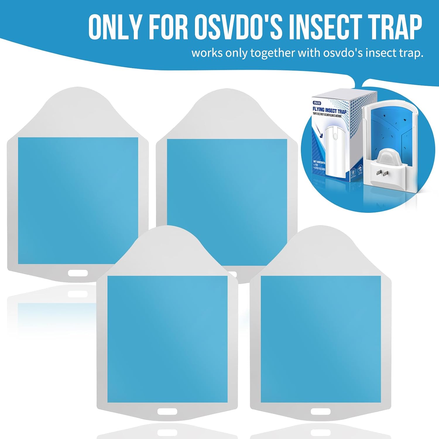 OSVDO Trap Refills, Flying Insect Trap Refill Kit NO Device - 4 Pcs Glue Cards, Each Glue Card Lasts up to 65-Day or Until Full Flying Insect Trap (4 x Refills)