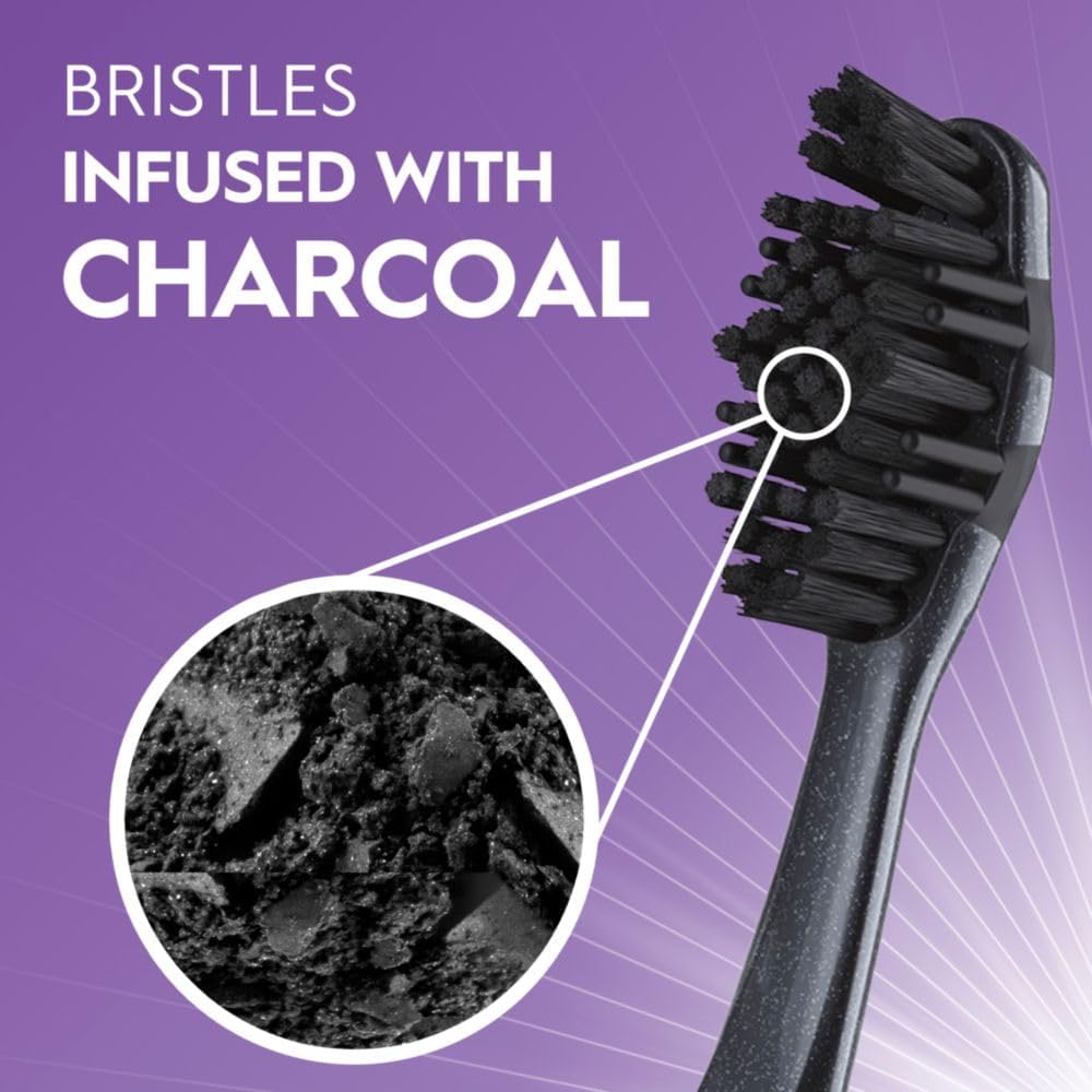 Oral-B 3D White Charcoal Manual Toothbrush, 2-Pack, Medium Bristles, Teeth Whitening Brushes for Adults