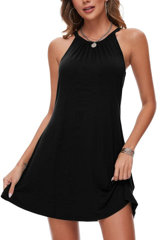 ANYFITTING Summer Dress with Built in Bra Casual Beach Sundress Flowy Halter Mini Short Dresses for Women 2026