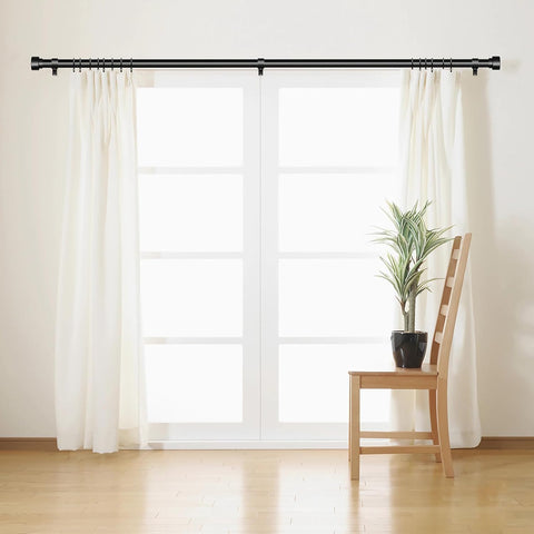 Time Forest Black Curtain Rods for Windows 28 to 48 Inch (2.3-4 Feet), 1 Inch Diameter Adjustable Heavy Duty Curtain Rod, Modern Style Indoor Outdoor Window Drapery Rods with End Caps, Size 32"- 60"