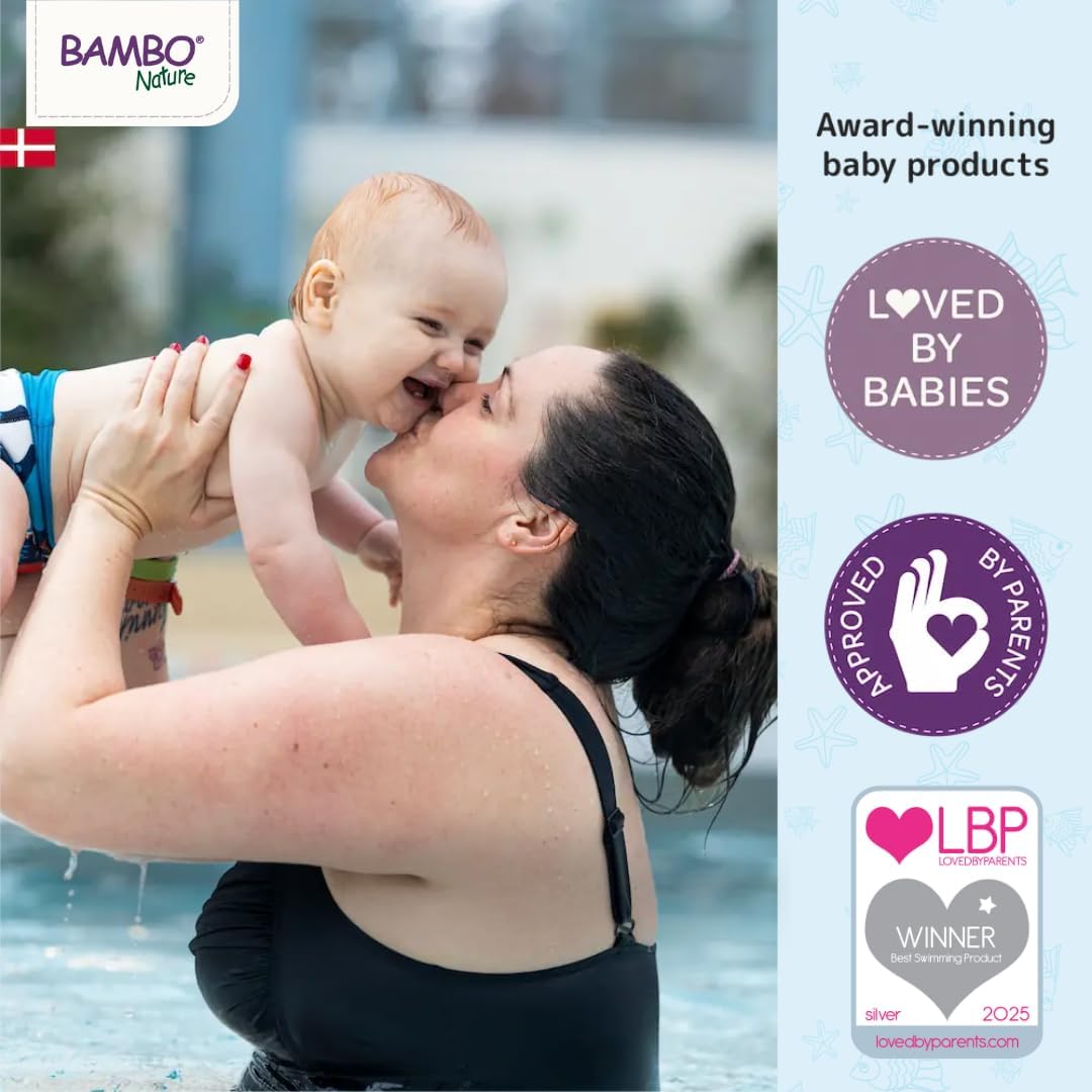 Bambo Nature Hypoallergenic Swim Pants, Eco-Labelled Swim Diapers, Double Leak Barriers - Medium (26+lbs) - 120 Count