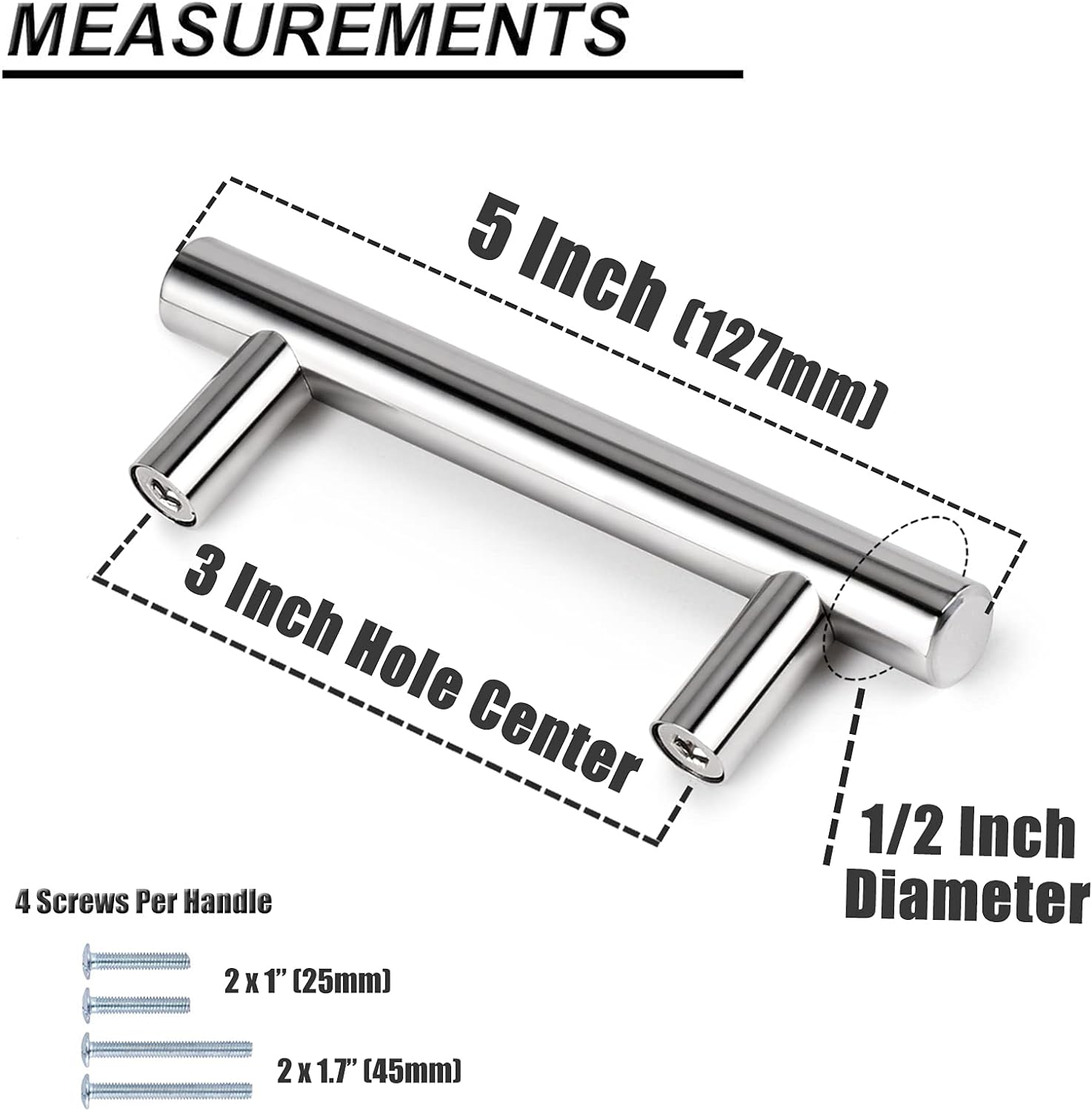 Probrico (15 Pack) Cabinet Handles 3 Inch Polished Chrome Cabinet Pulls 5 Inch Length Drawer Pulls Stainless Steel Kitchen Cabinet Hardware Chrome Modern Drawer Pulls