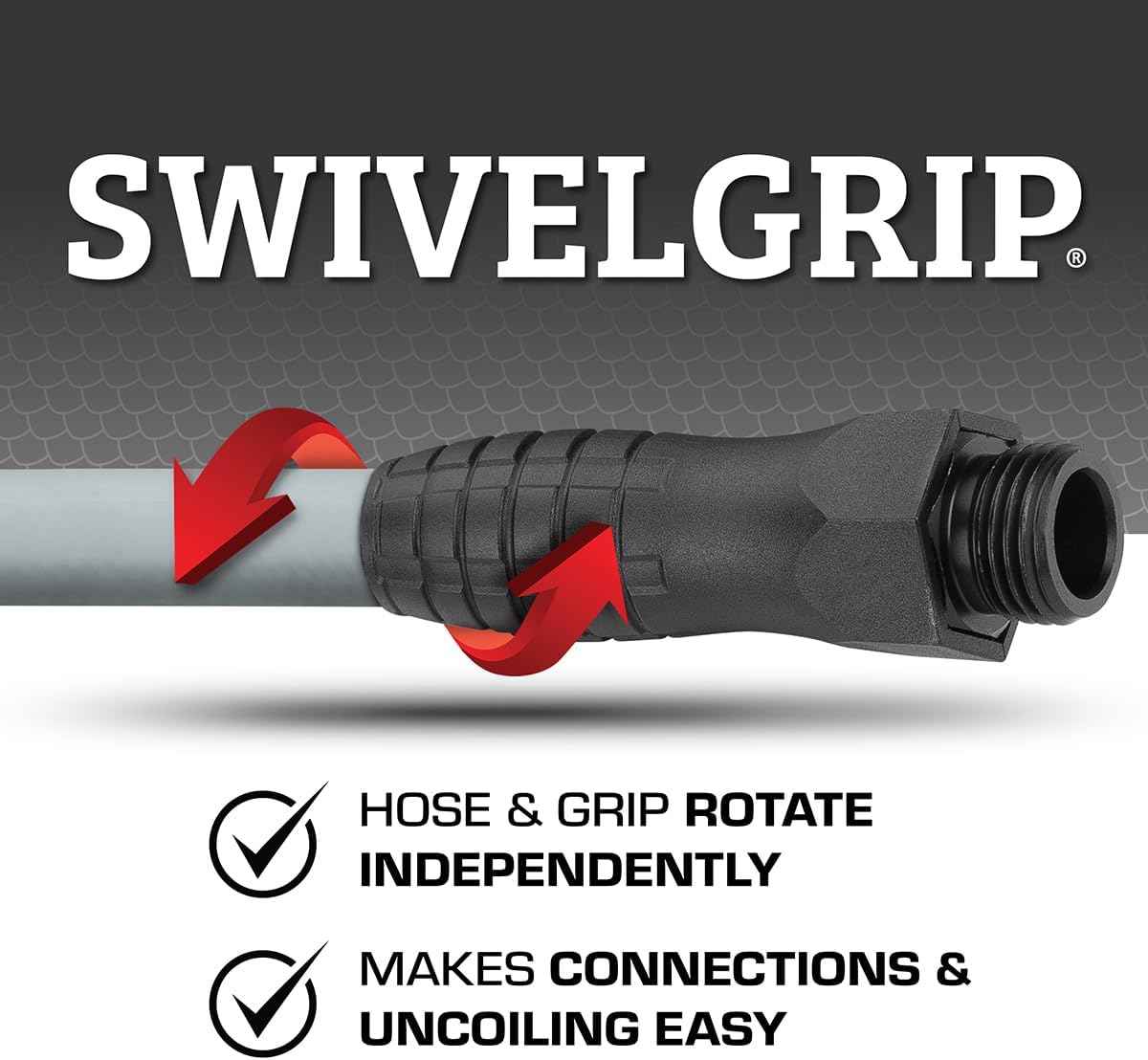 Flexzilla Colors SwivelGrip Garden Hose 5/8 in. x 50 ft., Lightweight All-Weather Water Hose, Durable and Flexible, Leak-Free Connections, Slate Grey