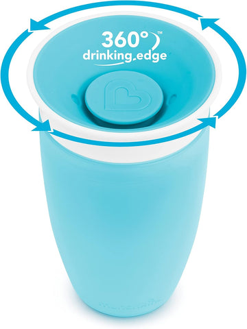 Munchkin Sippy Cups for Toddlers 1-3, Spill Proof Miracle 360 Cup, 10 Ounce, 2 Pack, Green/Blue, Pack of 6