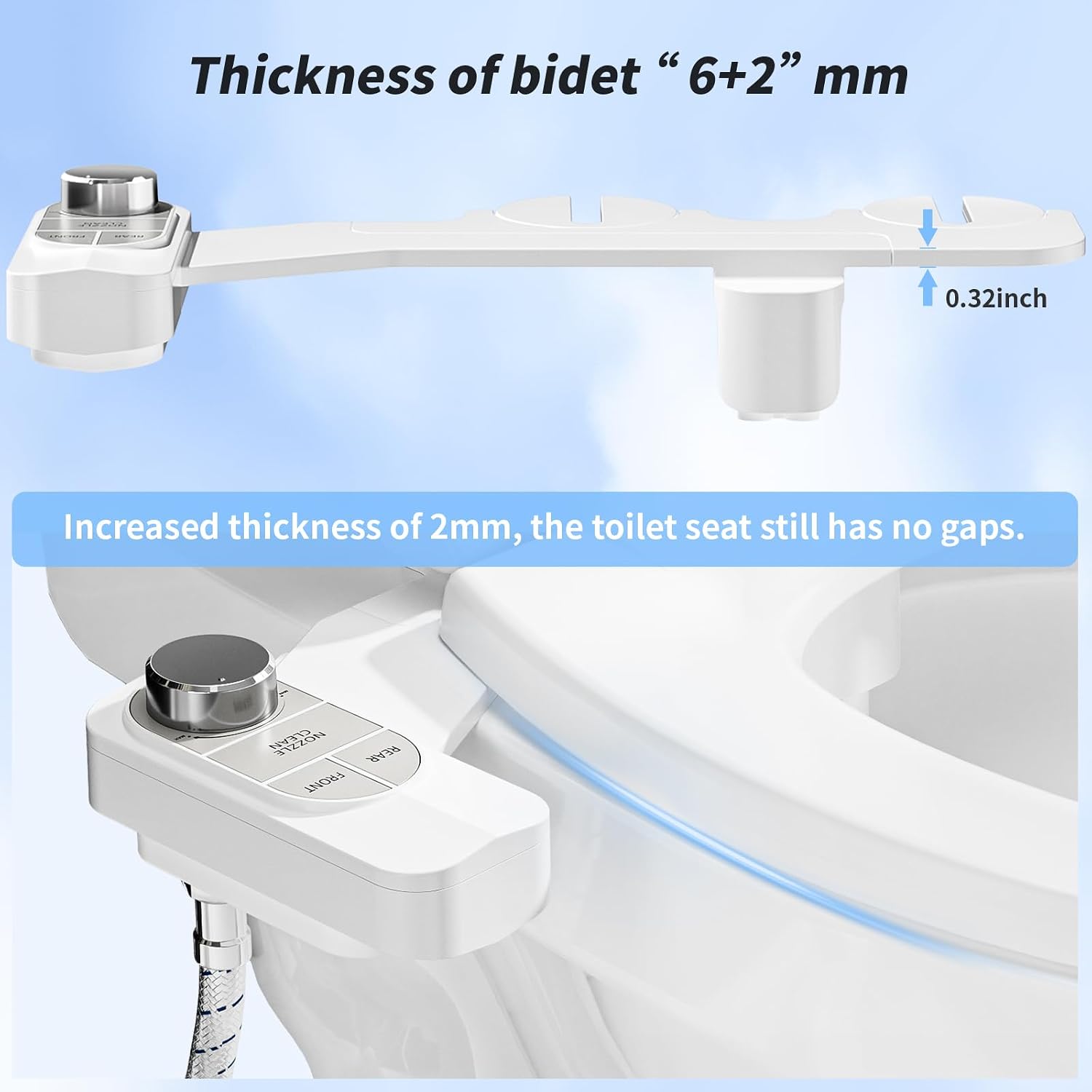 SAMODRA Non-Electric Bidet Attachment for Toilet – Self-Cleaning Dual Nozzle (Frontal & Rear Wash), Adjustable Water Pressure, Fits Most Toilets, Easy Installation (Pebble Gray)