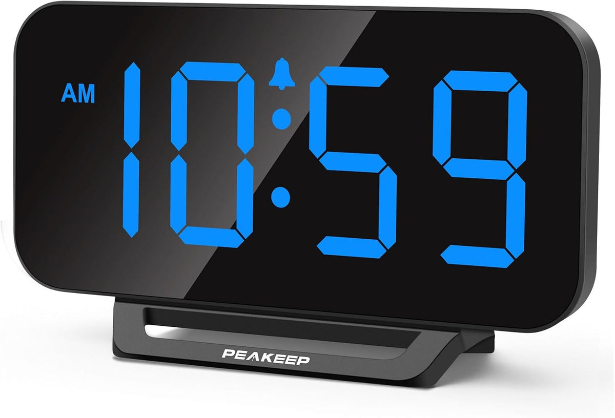 Peakeep Small Digital Alarm Clock for Bedrooms, Loud for Heavy Sleepers