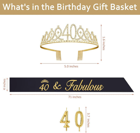 40th Birthday Decorations for Women Gold and Black