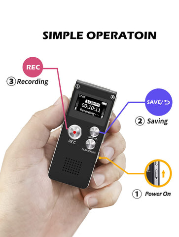 Digital Voice Recorder 16GB Voice Recorder with Playback for Lectures - USB Rechargeable Dictaphone Upgraded Small Tape Recorder Device