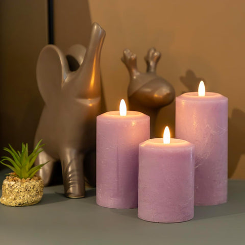 ANGELLOONG Purple Flameless Candles for Halloween Decoration Lavender Decor