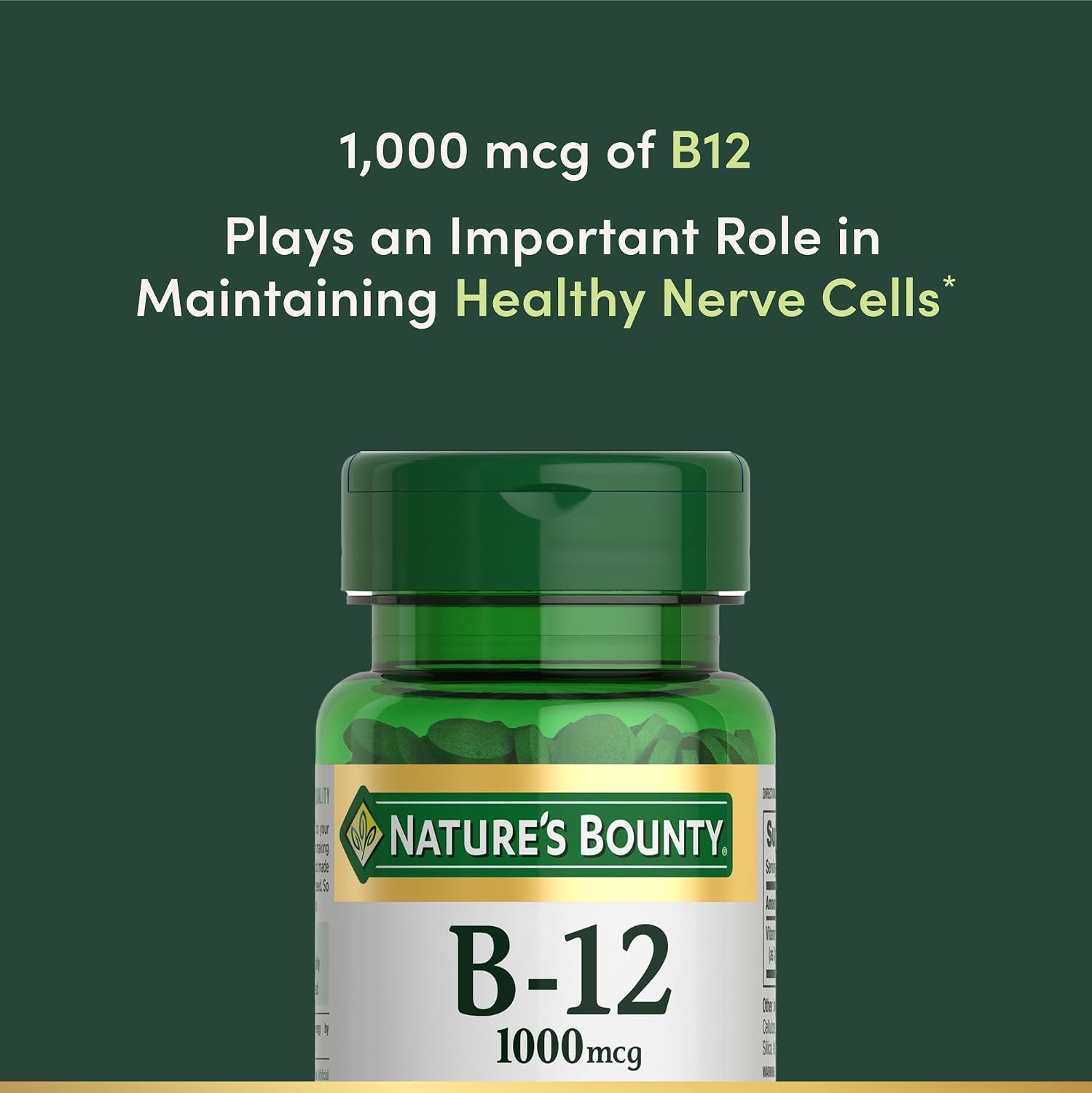 Vitamin B12 by Nature's Bounty, Vitamin Supplement, Supports Energy Metabolism and Nervous System Health, 1000mcg, 100 Tablets