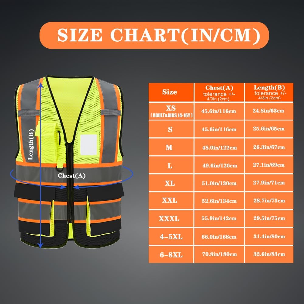AYKRM 11 color High Vis Reflective Safety Vest for Women Men Pocket Zipper ANSI/ISEA Standard