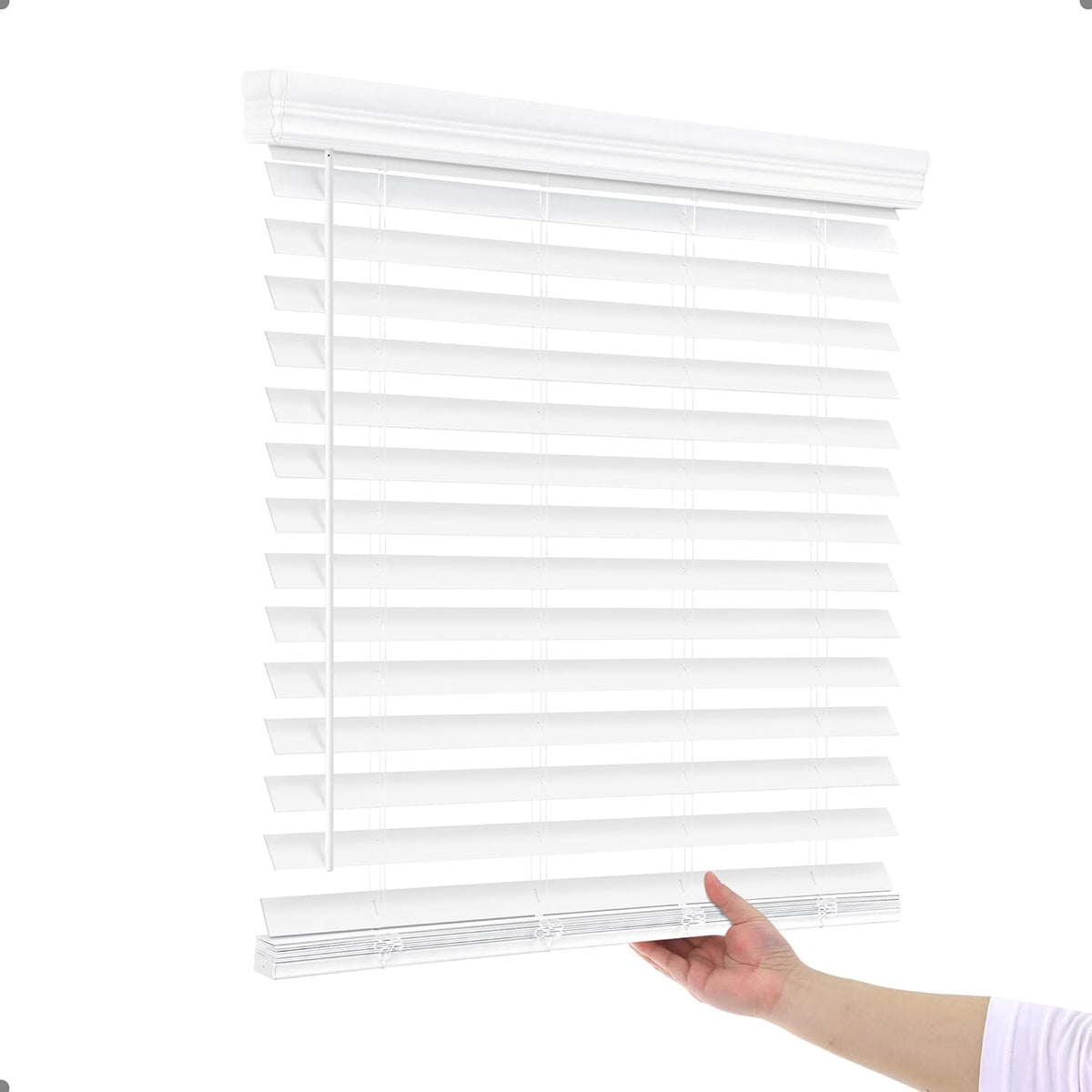 AOSKY 2 Inch Cordless Faux Wood Blinds, Indoor Window Shades, 11" W x 60" H