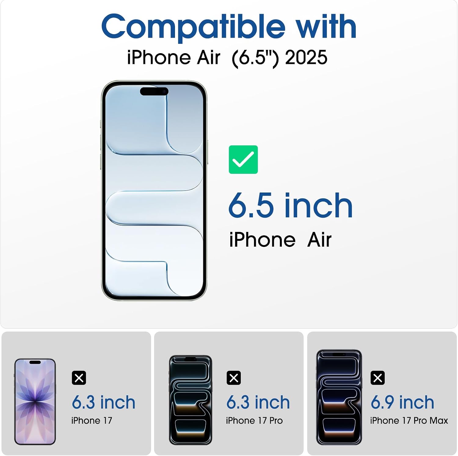 amFilm OneTouch for iPhone Air Screen Protector 6.5'' Tempered Glass