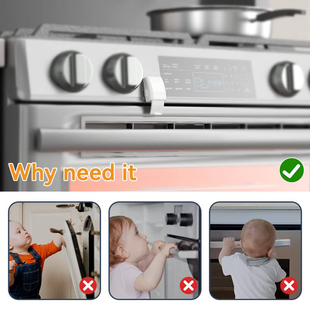 EUDEMON 1 Pack Oven Front Lock,Childproof Oven Door Lock, Easy to Install & Use Durable and Heat-Resistant Material no Tools Need or Drill(White)