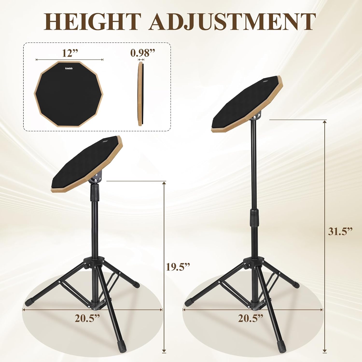 Drum Practice Pad Snare Drum Stand Set 12 In