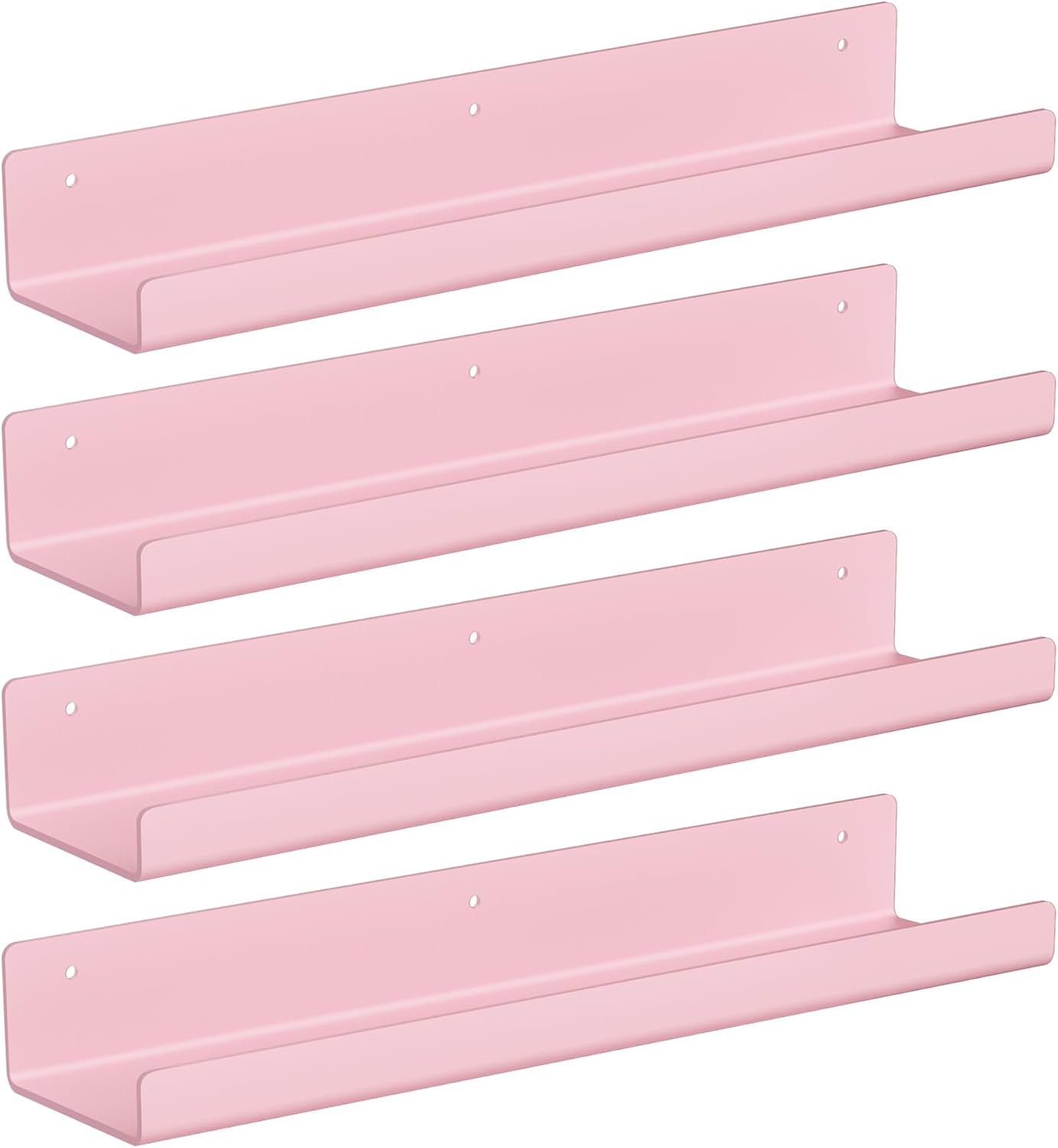 upsimples 4 Pcs 15" Acrylic Shelves for Wall Decor and Display, Pink