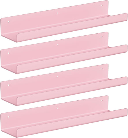 upsimples 4 Pcs 15" Acrylic Shelves for Wall Decor and Display, Pink