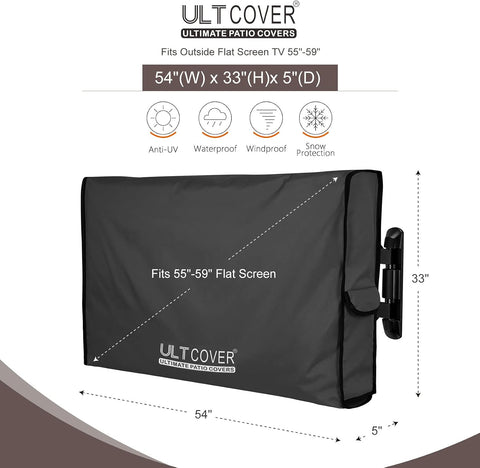 ULTCOVER Waterproof Outdoor TV Cover 55-59 inch, Black