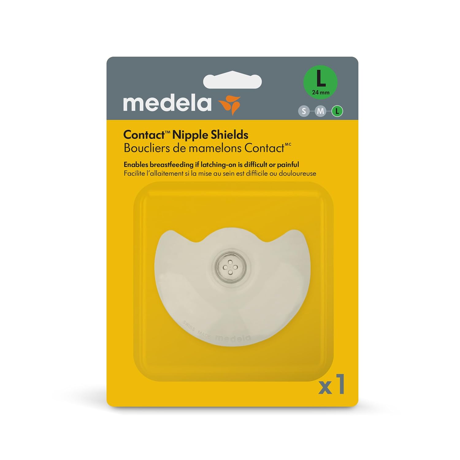 Medela Contact Nipple Shield for Breastfeeding | Medium Size (24mm) | 1Ct
