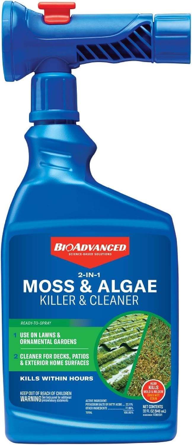 BioAdvanced 2-in-1 Moss and Algae Killer and Cleaner, Ready-to-Spray, 32 oz, 500 SQ FT