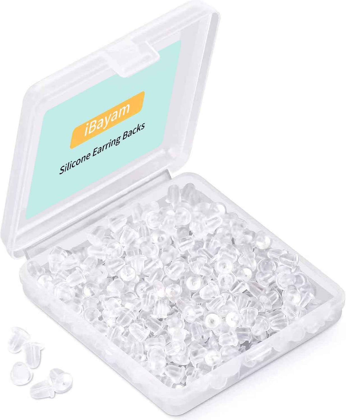 iBayam Silicone Earring Backs Earring Backings 1200Pcs, Soft Clear Silicone