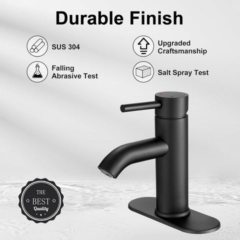 VOTON Black Bathroom Faucet Single Handle Matte Black Bathroom Sink Faucet Rv Lavatory Vessel Faucet for Bathroom Faucet 1 or 3 Hole with Deck Plate