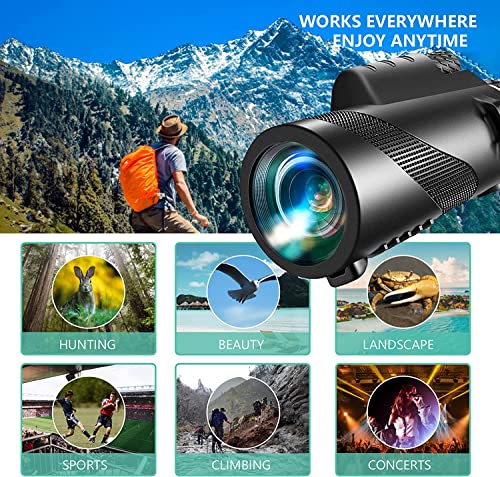 80X100 Monoculars for Adults High Power Monocular Telescope for Smartphone Wildlife Bird Watching Hunting Camping Travel Scenery with Smartphone Holder & Tripod