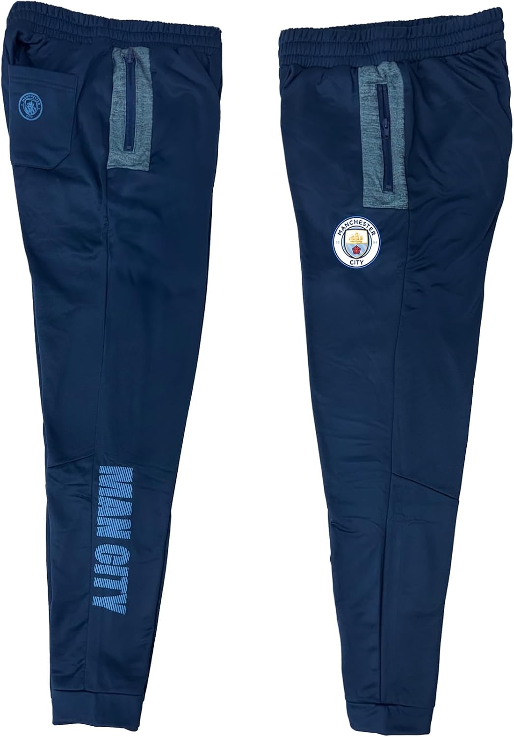 Icon Sports Kids Manchester City Sweatpants with Zipper Pockets, Licensed Youth Man City Jogger Pants
