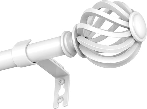 Luvenia White Decorative Curtain Rod,Adjustable Curtain Rods For Windows 30 to 88 Inch(2.5-7.3Ft),Long Outdoor Curtain Rod For Patio, Bedroom, Living Room,Kitchen,Farmhouse