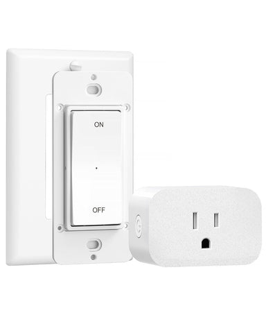 DEWENWILS Wireless Magnetic Remote Control Outlet Plug 15A 1875W, No Wiring Rocker Wall Switch 100FT RF, Remote Plug for Table Floor Lamp, LED Ceiling Lights, Hexagon Garage Lighting Christmas Decor