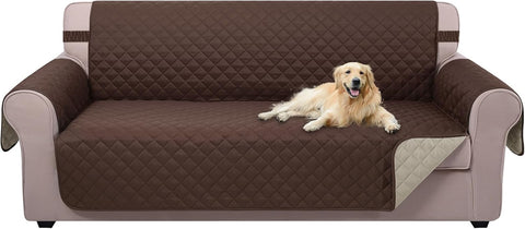 U-NICE HOME Large Sofa Cover Reversible Couch Cover for Dogs, Coffee/Beige