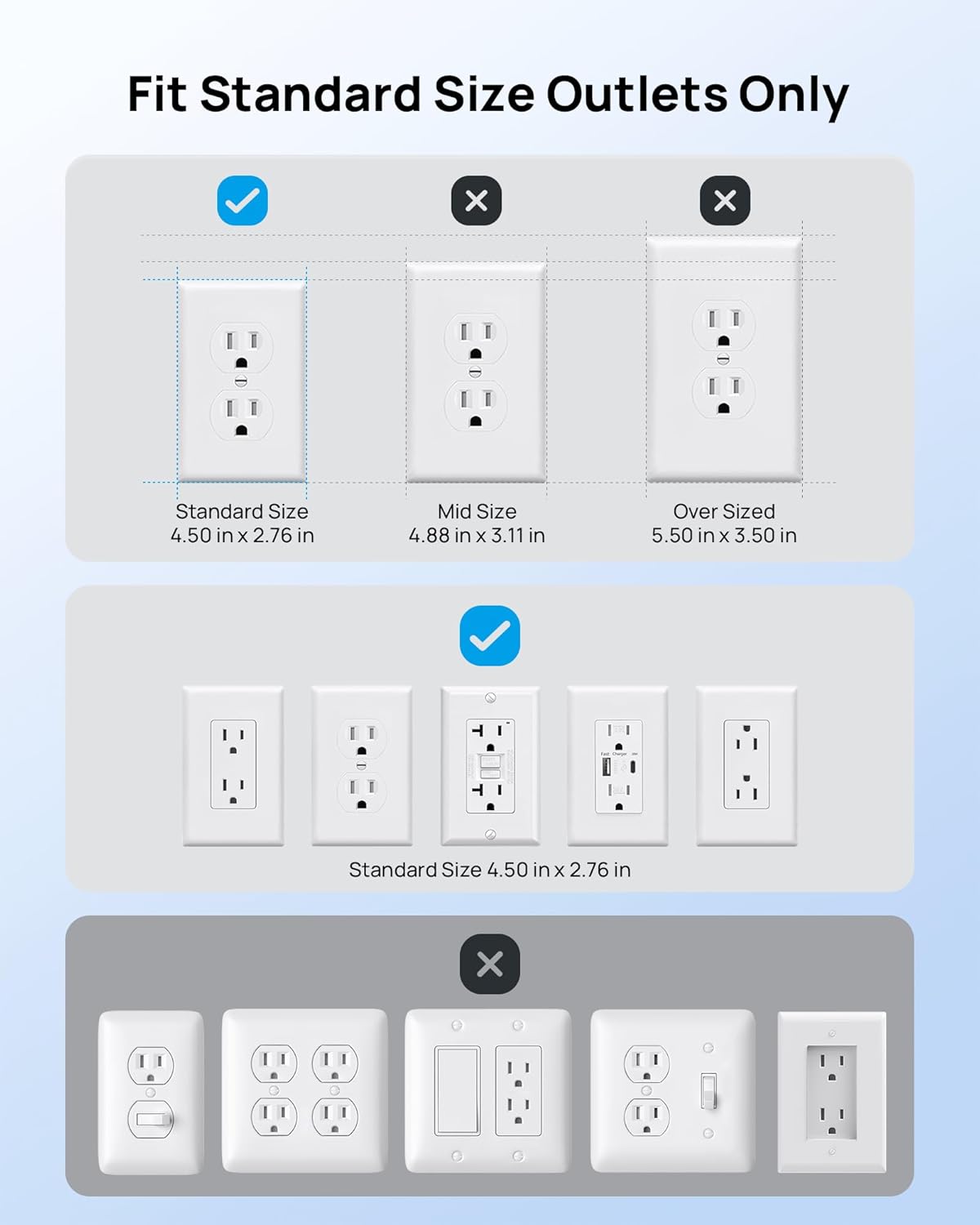 TROND 5ft Flat Extension Cord with Ultra-Thin Outlet Cover, 1250W, White