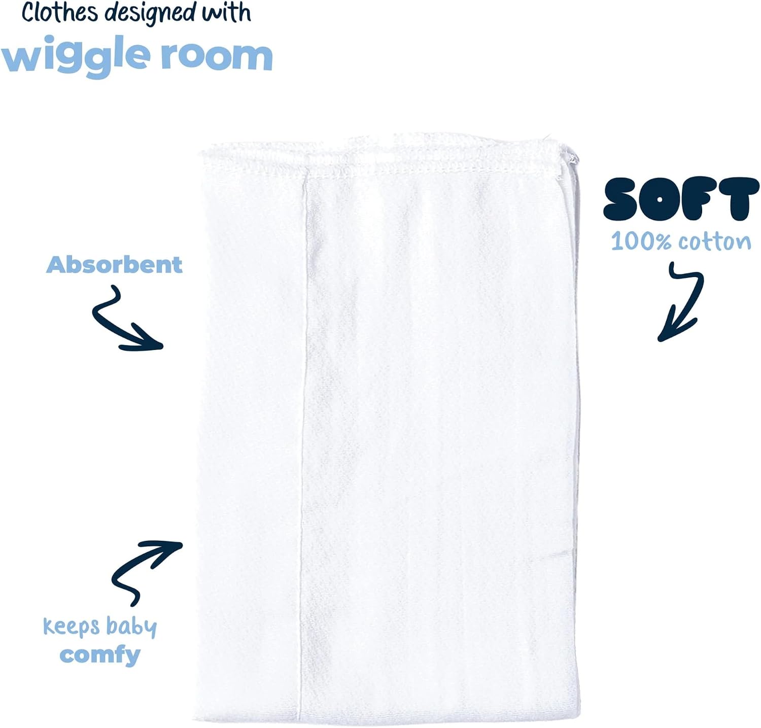 Gerber Unisex Baby Boys Girls Birdseye Prefold Cloth Diapers Multipack White 3-Ply 10 Pack