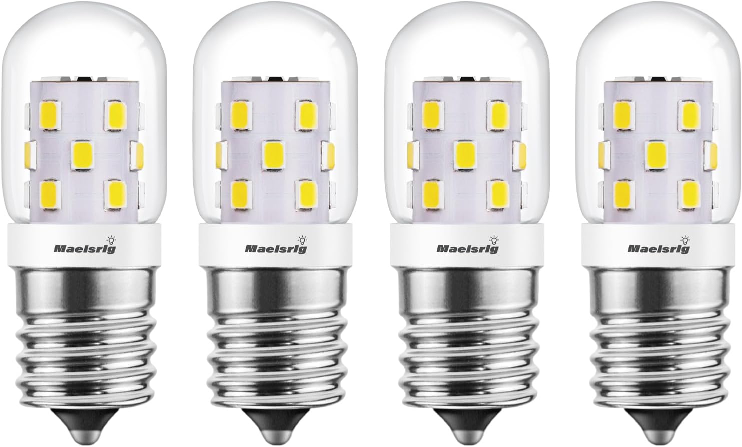 Maelsrlg Microwave Light Bulbs Under Hood 40W Equivalent, E17 LED Bulb Dimmable for Range Hood, 3W 380 Lumens, LED Appliance Light Bulb Over Stove, Daylight 5000K, 4 Pack