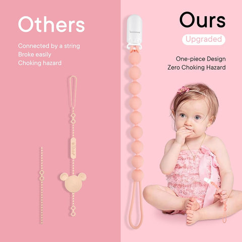Baby Girl Newborn Essentials, 4 Pack Silicone Pacifier Clips for Girls