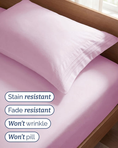 Twin Size 3 Piece Sheet Set - Breathable & Cooling Sheets - Light Pink