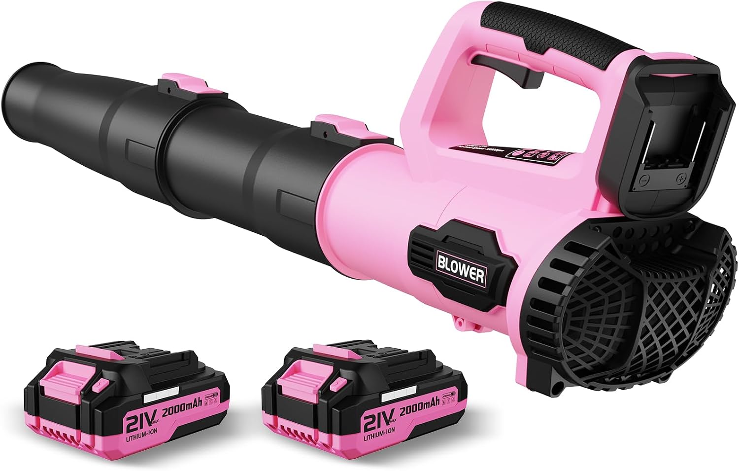 LEAPUL Leaf Blower Cordless with 2 Batteries & Fast Charger, Light Pink