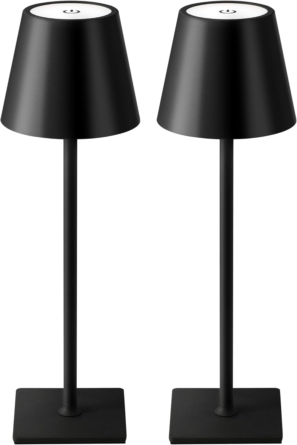 KDG 2 Pack Cordless Black Table Lamps, Rechargeable Portable LED Desk Lamps