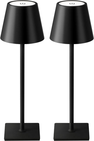 KDG 2 Pack Cordless Black Table Lamps, Rechargeable Portable LED Desk Lamps
