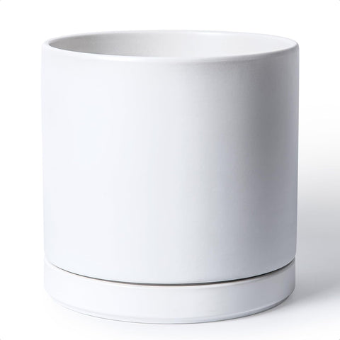 D'vine Dev 12 Inch Ceramic Planter Pot, White, 94-O-F-1