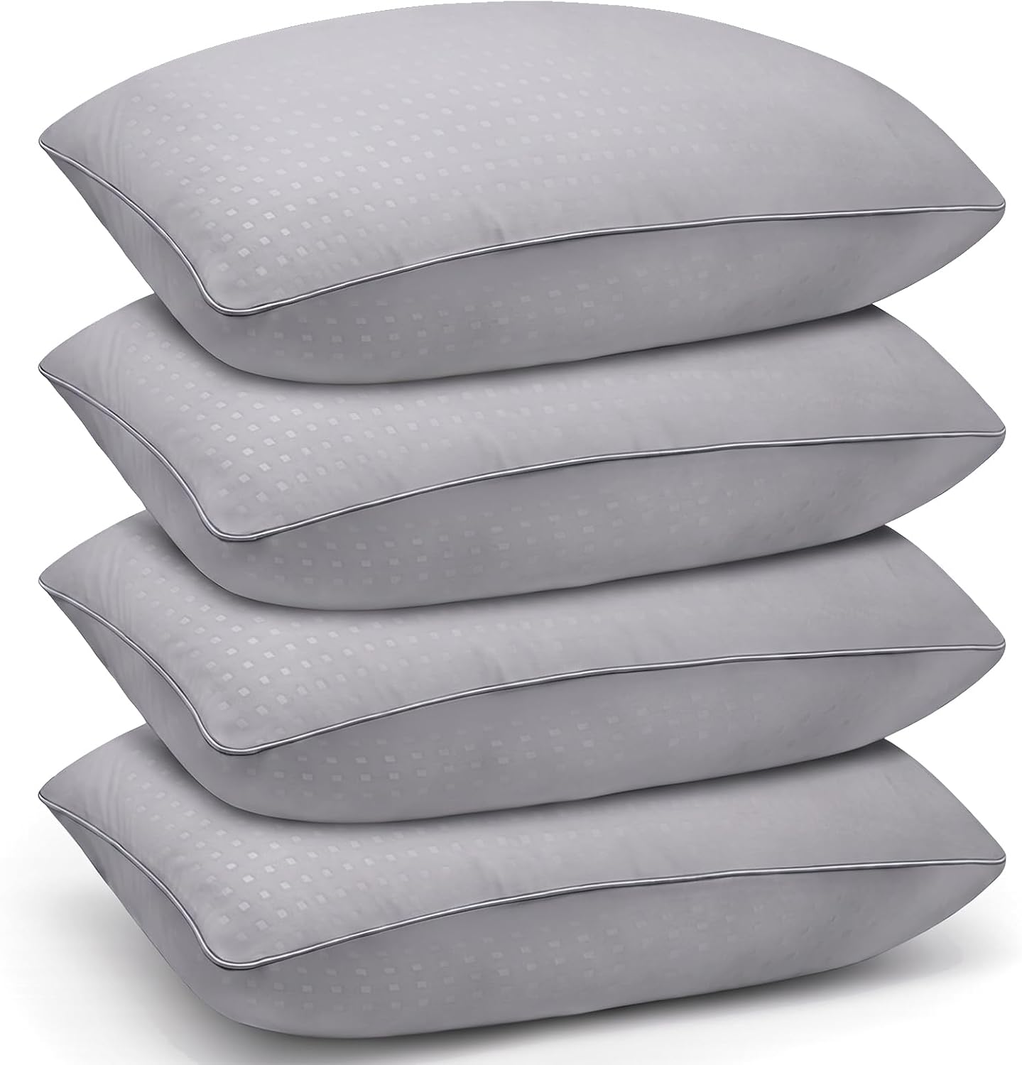 King Size Bed Pillows for Sleeping 4 Pack,Luxury Hotel Pillows,Comfortable and Supportive,Machine Washable,Suitable for Stomach,Back and Side Sleepers.(Grey)