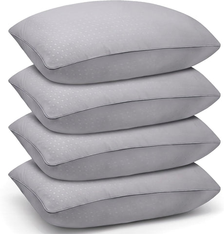King Size Bed Pillows for Sleeping 4 Pack,Luxury Hotel Pillows,Comfortable and Supportive,Machine Washable,Suitable for Stomach,Back and Side Sleepers.(Grey)
