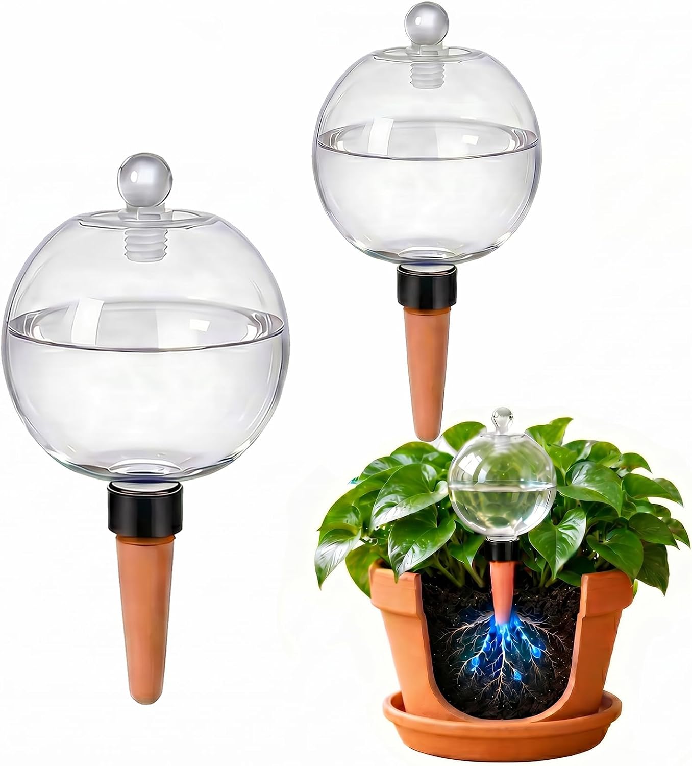 2 Pack 26 oz Extra Large Plant Self Watering Globes to 3 Weeks Watering