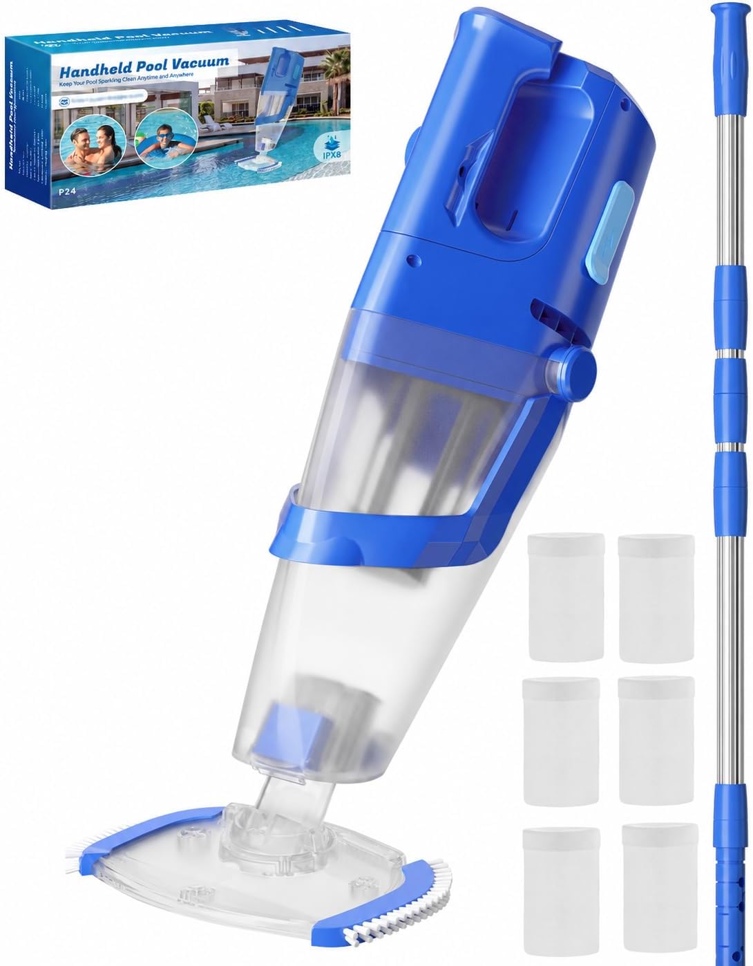 Cordless Handheld Pool Vacuum Cleaner for Inground Pool with Pole
